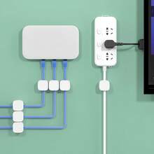 2pcs,Black-And-White Square Desktop Cable Organizer, Adhesive-Mounted, Ideal For Securing Mobile Phone Charging Cables And Desktop Wires. - Multicolor - View 5