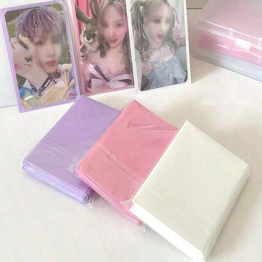 25张/包彩色卡套，特殊照片保护套，爆米花卡套，星空保护套，高清透明卡套，相册卡套，全息照片卡套，完美适配相册和活页夹，卡套套装，韩式风格，照片卡套，韩式风格，返校季 - 彩色 - 查看 1