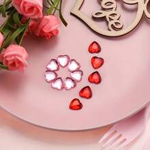 2D Flat - 100 Pieces 12mm Red/Pink Sparkling Heart-Shaped Rhinestones - Acrylic Imitation Decorative Beads, Heart-Shaped Acrylic Rhinestones, Fashion Accessories, Flat-Back Rhinestones For Hair Accessories, DIY Jewelry Components Heart-Shaped Rhinestone Appliques, Suitable For Valentine's Day, Weddings, Crafts, Art Supplies, And Craft Enthusiasts - Đỏ - Xem 9