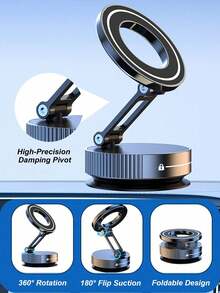 Foldable MagSafe Car Phone Mount, 360° Three-Axis Adjustment, Vacuum Magnetic Base For Navigation, Compact & Durable - Support - View 6