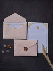 5/20/50pcs Set Marble Texture Pink Envelopes - Bohemian Vintage Chinese Style Stationery Set | Premium Special Paper, Suitable For Wedding Invitations, Party Decorations And DIY Cards (The Stamp Pattern On The Back Is Random Due To Printing Sticker Technology, You Can Purchase According To Personal Preference) - Multicolor - View 5