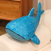 1个可爱卡通海洋动物鲸鱼毛绒公仔软枕，蓝鲸玩偶，海洋主题纪念品，儿童生日、情人节、复活节、母亲节礼物 - 藍色 - 查看 16