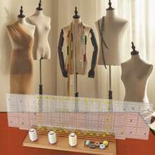 Soporte de regla de madera para coser y acolchar - Soporte de almacenamiento de herramientas de manualidades con ranuras, regla e hilo, para almacenamiento de suministros de costura - D - Ver 10