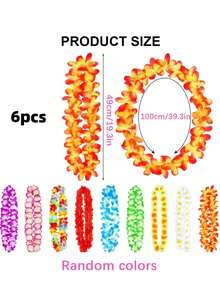 6/12/24件装夏威夷花环，热带夏威夷草裙舞丝绸花环派对礼品，成人派对礼物，夏季海滩婚礼礼物，圣诞节