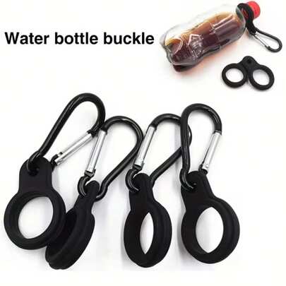 2pcs Durable Aluminum Water Bottle Holder, Portable Water Bottle Clip With Silicone Strap And Metal Carabiner - Convenient Accessory For Outdoor Activities, Camping, Hiking And Sports Events, Fashionable Black Design, Aluminum Alloy Material With Climbing Hook And Casual Cup Holder, Practical Backpack Accessory And Party Gift, Suitable For Climbing, Hiking, Camping, Sports, Travel - Camping & Hiking Gear, Outdoor Tools