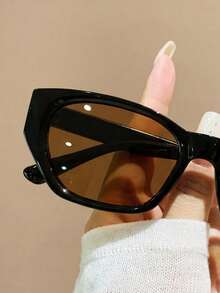 1 para okularów przeciwsłonecznych unisex retro wielokątne małe plastikowe oprawki, styl klasyczny na zewnątrz, w podróży, na plażę, na co dzień, do jazdy samochodem - Czarna herbata - Zobacz 3