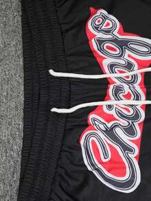 Men's Mesh Chicago 23 Letter & Number Print Casual Sports Shorts With Drawstring, Suitable For Spring/Summer - Multicolor - View 5