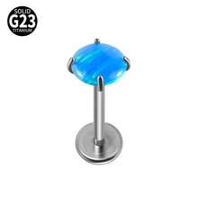 1PC Prong Zirconia G23 Titanium Cartilage Earrings Stud Opal Threadless Helix Ear Tragus Piercing Body Jewelry - Titanium Color - View 15