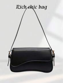 Womens Retro Classic PU Leather Shoulder Crossbody Bag For Women Flap Saddle Messenger Bag Chic Casual Purse - 黑色 - 查看 1