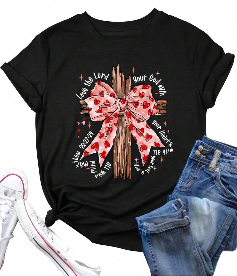 Camiseta de manga corta de algodón cómoda: diseño creativo con letras o dibujos graciosos, perfecta para día a día y deporte - Negro 34 - Ver 1