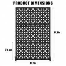 Pantalla de Privacidad Metálica 74"x47.2" con Soporte, Panel Divisor Decorativo para Exterior, Partición Libre para Terraza, Balcón y Jardín, Uso Interior y Exterior - Estilo 4 - Ver 2