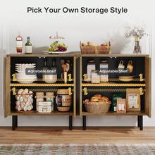 Tribesigns Set Of 2 Sideboard Buffet Cabinet With Storage, 59" Buffet Cabinet Sideboard Cabinet With Doors & Adjustable Shelves, Freestanding Accent Storage Cabinet For Living Room - Gỗ Burly - Xem 4