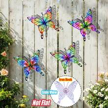 4 PEÇAS Decoração de Parede de Borboleta de Metal Vazado, Escultura de Parede de Arte de Ferro Vibrante e Resistente à Ferrugem de 16 cm para Jardim, Pátio, Quintal, Varanda, Cerca - Presente Perfeito para Família, Amigos, Inauguração e Dia das Mães - Estilo B - Visão 10
