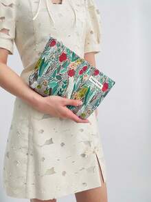 Y2K 花卉图案化妆包，1 个多功能化妆品收纳手提包，带拉链旅行洗漱包，可装口红、化妆刷、护肤品、手机、零钱，适合居家、旅行、度假和上学使用。 - 彩色 - 查看 4