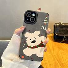 Christmas Dog Cartoon cute 2026 Happy New Year phone case suitable for  17 16 15 14 13 12 11 PRO MAX PLUS AIR New Year gifts for boyfriends, girlfriends, and family members Skin phone case - Parche para el ojo - Gamuza - Azul - Perro navideño ZNEECI - Ver 3