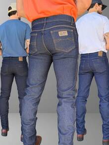 Kit 3 calças básicas com elastano, Conforto para Dia a Dia e Trabalho, 36 AO 54 Unglis jeans - Azul - Visão 3