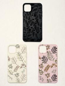 3 件套简约花卉蝴蝶图案手机壳，黑色、米色、粉色，奢华仿皮材质，兼容 和 Galaxy - 彩色 - 查看 53