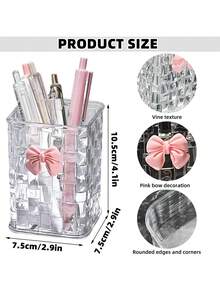 Transparent Acrylic Desktop Pen Holder, Makeup Brush Storage Cup With Bow Tie, Student Teacher's Day Gift Office Desktop Organizer - Multicolor - View 2
