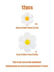 Bộ 12 quả bóng bay hình hoa cúc, màu trắng, cỡ lớn và nhỏ, thích hợp cho tiệc sinh nhật, kỷ niệm, đám cưới, tiệc mừng em bé, sự kiện và trang trí nhà cửa. - trắng - Xem 2