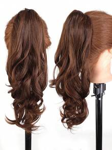 女士瀑布式半扎层次感卷发马尾假发，带发夹，逼真发丝喷泉设计，高马尾辫。 - 彩色 - 查看 11