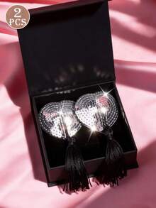 TSLBNRIO Ladies' Sexy Metallic Nipple Covers With Flowing Tassels. With A Flounce Design, They Are Dazzling And Shiny. This Strapless Bra Is Perfect For Parties, Music Festivals, Carnivals, Beaches, And Nightclubs. - Multicolor - View 10