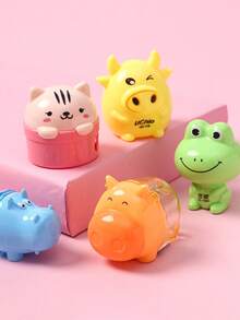 1pc Cartoon Animal Pencil Sharpener, Compact Pencil Sharpener, Creative For Students - Multicolor - View 2