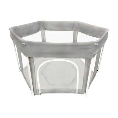 ベビーサークル 折りたたみ式 マット付き 扉付き メッシュ Hugmuu ハグムー ベビー 簡単 洗える 洗えてたためる 省スペース 持ち運び ファスナー 屋内 屋外 コンパクト 折り畳み (Gray, 四角形)