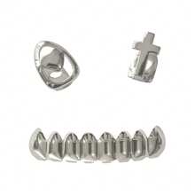 1 Set Glossy Hollow Heart & Cross Tooth Grillz, Unisex Daily Wear Tooth Jewelry Accessories