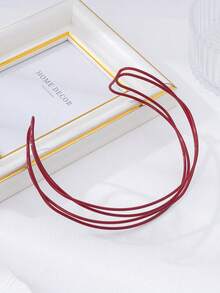 Minimalist Niche Geometric Hollow Criss-Cross Choker Necklace, Fashionable High-End Jewelry Gift For Women - Red - View 2