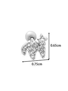 Toppiercing 1件铜锆石26个英文字母耳钉，不锈钢杆耳骨穿孔耳环