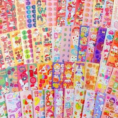 20/40张随机可爱贴纸，DIY可爱文具，美观日记装饰，美术用品，贴纸，剪贴簿，韩国纸