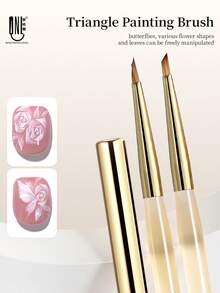 RS NAIL RSNAIL 美甲三角笔，金色黄铜笔帽，适用于绘画、素描、花朵、蝴蝶结图案，细尖三角笔刷，舒适亚克力手柄，易于操作，光滑耐用材质，美甲DIY工具，适合初学者和专业人士，美甲用品。 - 黃色 - 查看 7