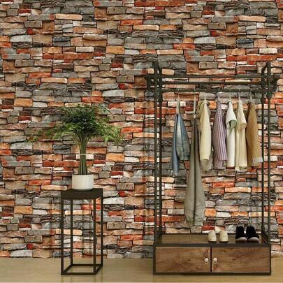 1 Roll Of Brick Wallpaper, Peeled And Pasted Contact Paper, Used For Wall Artificial 3d Brick Self-Adhesive Movable Wallpaper, Suitable For Kitchen Splash-Proof Wallpaper, Bedroom Bathroom Waterproof, Home Decoration Paper