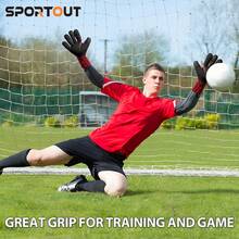 Găng tay thủ môn Sportout, Găng tay thủ môn, Găng tay thủ môn bóng đá thoáng khí, Cao su latex 4mm, Thiết kế cổ điển, Dành cho người lớn và trẻ em - Đỏ - Xem 7