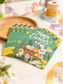 20pcs/Set Multi-Style Easter Napkins With Cute Egg & Rabbit Prints Smooth Texture Ideal For Easter Parties & Events - Multicolor - View 4