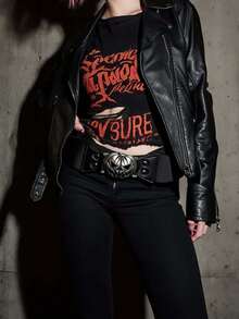 1件朋克风女式腰带，宽腰带配合金扣，弹性腰带 – 哥特式服装配饰 - 彩色 - 查看 2