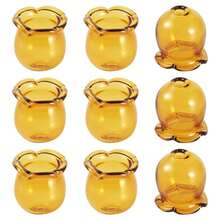 10Pcs Trumpet Flower Glass Beads Caps 12mm Clear Crystal Floral Jellyfish Bead For Dangle Drop Earring Jewelry Making Craft Wind Chimes (Yellow) - Multicolor - View 7