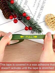 1-6卷深绿色花艺胶带，DIY绿色植物手工花卉包装装饰胶带，适用于花束茎部包裹和花艺工艺婚礼花束，花艺绿色胶带，高粘度花束包装材料，园艺绿色布胶带，DIY花茎配件 - 彩色 - 查看 10