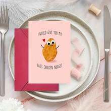 1Pc Creative Fun Anniversary Card For Girlfriend Boyfriend Last Chicken Nugget Confession Couple Valentines Day Card Includes Card Envelope Perfect For Holiday Birthday Apology Card Postcard Thank You Card Gift For Friends Classmates And Family Daily Dating Valentines Day Halloween Christmas Thanksgiving - Đỏ - Xem 4