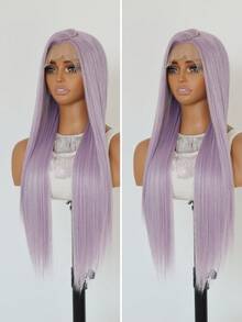 Purple Glueless Lace Front Wig | Long Straight Pre-Plucked Natural Hairline - Lavender Purple - View 5