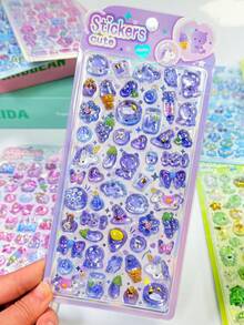 Cute New Cartoon Stickers, Fresh Reward Stickers, Dreamy Rabbit Crystal Embossed Stickers, Foam Notebook Decorative Stickers - Multicolor - View 4