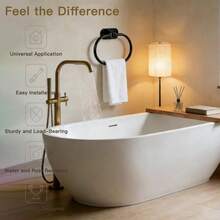 1pc Adhesive Towel Rack, Black Towel Ring, Wall-Mounted Bathroom Towel Rack, Towel Ring, Round, Rectangular, Stainless Steel Bathroom Towel Rack, Wall-Mounted Towel Hook, Silver, Gold Towel Hook, Bathroom Towel Storage Organizer, Black Washcloth Rack, Dishcloth, Hand Towel Bar, Bathroom Accessories, Hardware, Bathroom Decor, No Drill Dishcloth Rack - Towel Rack - View 8