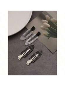 4pcs/Set Acetate Seamless Hairpin, Black & White, Acrylic Alligator Hair Clips, Cute Bangs & Hair Clips Accessories, Hair Accessories For Women, Hair Tools, Beauty Accessories, Curly Hair Accessories, Hair Accessory, Hair Accessories, Hair Accessories For Women,Fall,Travel, Hair Tools,Accessories Women, Hair Stuff,Fall,Hair,Hair Accessories,Hair Accessories For Women,Travel,Hair Accessory,Hair Accessories Women,Hair Tools,Hair Stuff,Stuff,Beauty Accessories - Multicolor - View 2
