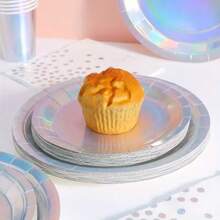 100/50/30/20/10pcs 7inch/9inch Disposable Plates, Thick Paper Plates, Leak-Proof, 3-Second Cleanup, Party/Camping/Household, Reusable, Cake Plates, Birthday Party, Graduation, Christmas, Thanksgiving, Halloween Tableware - Silver - View 7