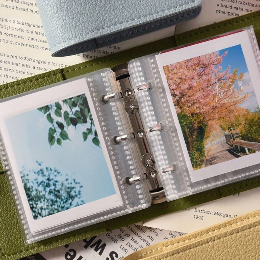 1本迷你即时相册 - 软皮口袋式设计，25/50页可替换内页，3孔透明照片卡套 | 便携式高品质3英寸相册，适用于偶像/名人/明星卡片、照片、情侣照 | 即时相机配件，2026年新款记忆保存礼物