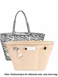 1pc Multi-Functional Felt Lining Makeup Bag Handbag Medium Size Storage Bag Large Capacity Cosmetic Organizer Bag With Multiple Compartments, Suitable For Keys, Phones, Lipsticks And Other Fashion Portable Travel Accessories - Multicolor - View 5