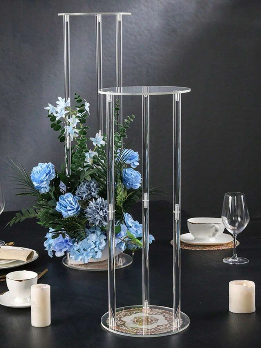 亚克力婚礼道具花架,透明舞台装饰,派对桌面走道装饰 - 無色 - 查看 1