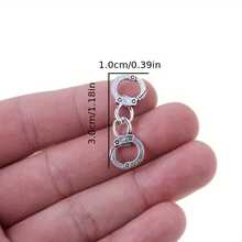 10 Pieces Antique Silver Hollow Chain Handcuff Pendant, Suitable For DIY Jewelry Making Accessories - 銀色 1 - 查看 2