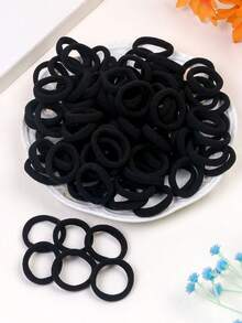 100个黑色基础款高弹力发圈，适合日常生活和开学季使用 - 彩色 - 查看 2