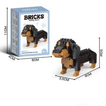 迷你积木动物狗狗套装 - 腊肠犬、贵宾犬、雪纳瑞犬、拉布拉多犬、泰迪熊，DIY组装玩具，积木，桌面装饰，桌面玩具，生日/节日礼物装饰，适用于书桌、卧室、房间，狗狗，积木，礼物，情人节礼物。（款式和配件随机发货。） - 彩色 - 查看 7